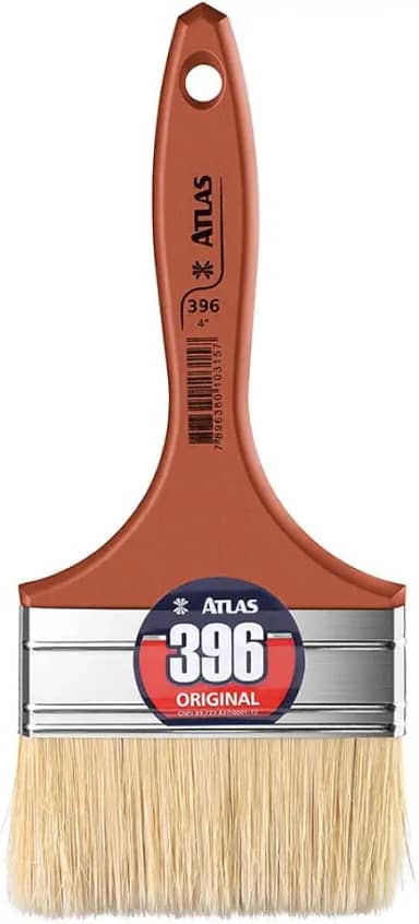 Atlas - Trincha Média de 4" com Cerdas Brancas Selecionadas para Pintura em Verniz e Stain