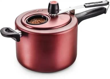 PANELA DE PRESSAO | COR CEREJA | FECHAMENTO INTERNO COM VISOR DE VIDRO | N°20/4,5L | DE ALUMINIO | COM ANTIADERENTE