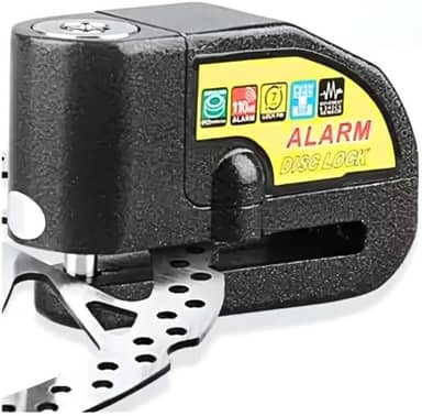 Trava de Disco para Moto com Alarme Sonoro – Preta, Segurança Antifurto com Sensor de Movimento e Alerta de 110dB Pratiarejo®