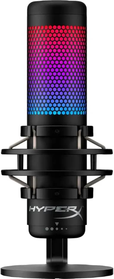 Microfone Condensador HyperX QuadCast S – RGB Personalizável, Toque para Silenciar, Antivibração, Filtro Pop, 4 Padrões Polares, USB, para Streaming e Criação de Conteúdo, Preto (4P5P7AA)