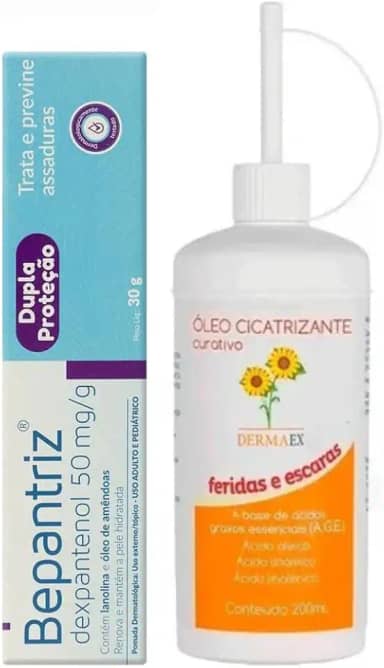 Kit Óleo de Girassol Dermaex 200ml + Pomada Bepantriz 30g Cimed