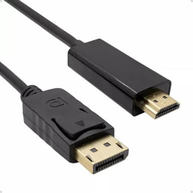 Cabo DisplayPort para HDMI, Conversor de Áudio e Vídeo, Preto, 1,8m, Suporte 4K, 144Hz, Conectores Banhados a Ouro, Compatível com PC, TV, Monitor