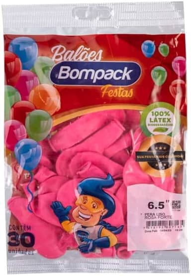 Balao Bompack 6,5 Rosa Forte C/30 Un