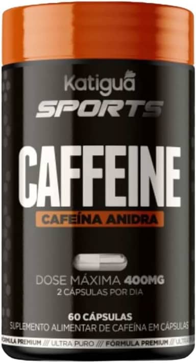 Katiguá Caffeine Cafeína Anidra Sem Sabor Vegan Products 60 Cápsulas Rígidas • 60 Doses Preto