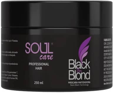 Máscara Matizadora Black Blond Para Loiras e Grisalhos Desamareladora Soul Care Profissional 300g | Máscara Matizadora Preto Black Blond Platinado Para Loira 250g