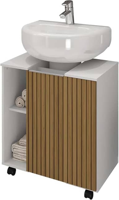 Gabinete para Banheiro Pequin - Branco/Ripado