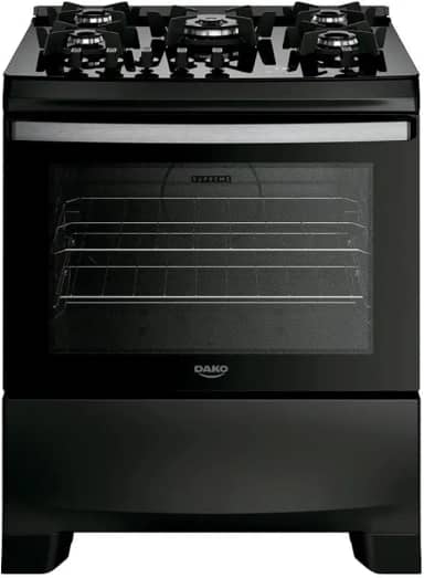 Fogão 5 Bocas Dako Supreme Black Glass com Timer Digital e Mesa de Vidro Preto Bivolt