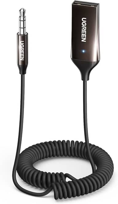 UGREEN Adaptador Bluetooth 5.3 para entrada auxiliar de carro - receptor com microfone embutido para chamadas viva-voz, compatível com alto-falante de carro e áudio doméstico