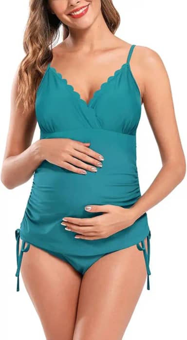 Roupa de banho feminina com laço lateral triangular, roupa de banho para gestantes