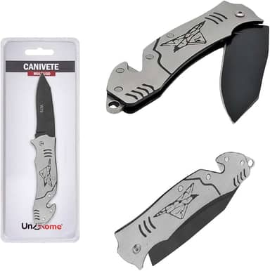 Canivete Multiuso Aço Inox Retrátil Dobrável Portátil 17cm - Cinza