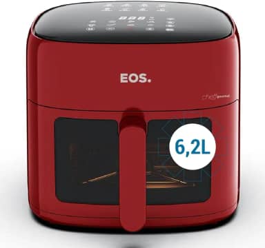 Fritadeira Sem Óleo Air Fryer Eos Chef Gourmet 6.2 Litros Compacta Digital Vermelho Eaf60v 110v