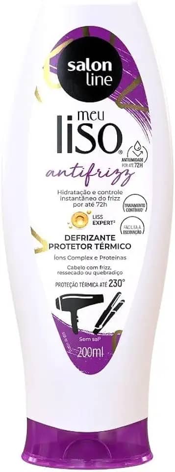 Salon Line, Creme Defrizante Protetor Térmico, Meu Liso, Antifrizz, Vegano - Para Cabelos Lisos, 200 ml