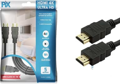 PIX Cabo Hdmi 2.0 4K Hdr 19P 5M Gold, 5 metros, Preto