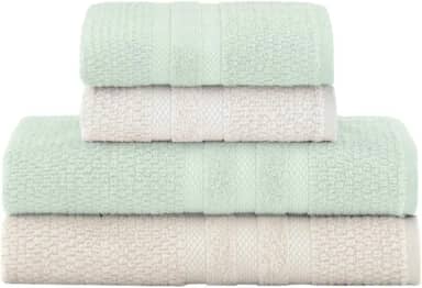 Jogo De Banho Buddemeyer Vanilla Extra Soft 100% Algodão Toalha Alta Absorção Macia Grande 4 Peças - Banho e Rosto - Presente (Bege Verde 3214/1171)
