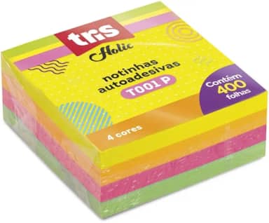 Tris, Nota Autoadesiva, pacote de 400, Multicor