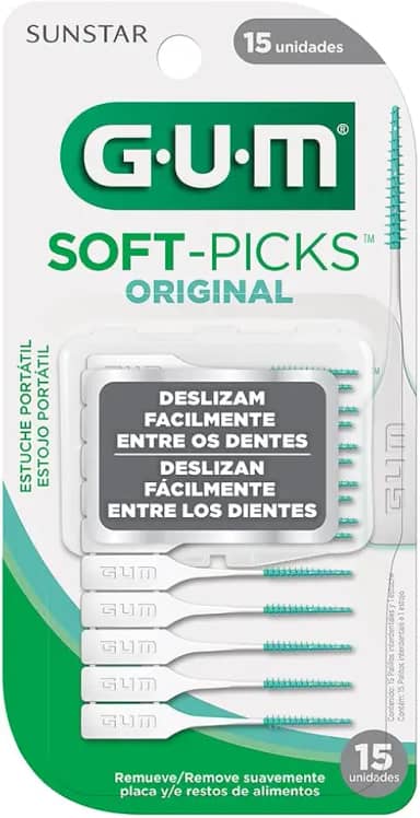Soft Picks GUM Original, Palitos Interdentais, com estojo portátil, 15 unidades