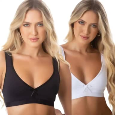 Kit 2 Sutiã Alça Acolchoada Sutian Alças Forradas Reforçado Sem Bojo Conforto Feminino Alta Sustentação