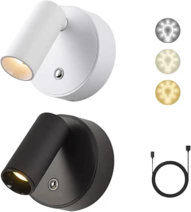 Luminária LED Recarregável Sem Fio USB‑C 3 Níveis Toque Rotação 360° Ímã Forte Abajur/Arandela Parede Cabeceira (BRANCO)