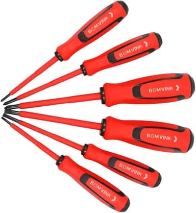 Jogo de Chaves de Fenda e Phillips Isoladas com Cabo Emborrachado 6 Peças Kit Chave Fenda e Phillips Imantada para Trabalhos Elétricos e Manutenção Linha Premium