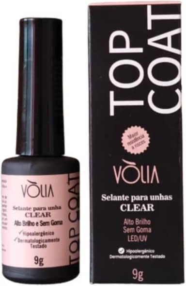 Top Coat Vòlia 9g - Resistente a Riscos Nova Fórmula Brilho Selante Alongamento de Unhas Sem Goma