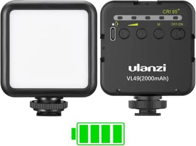 ULANZI Luzes de vídeo VL49, luz de câmera LED 360° iluminação portátil colorida para fotografia com 3 sapatos frios, 2000 mAh CRI recarregável 95+ 2500-9000K lâmpada de painel