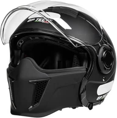Capacete Gp tech Zoom Aberto e Fechado Preto Com Queixo Removível 58