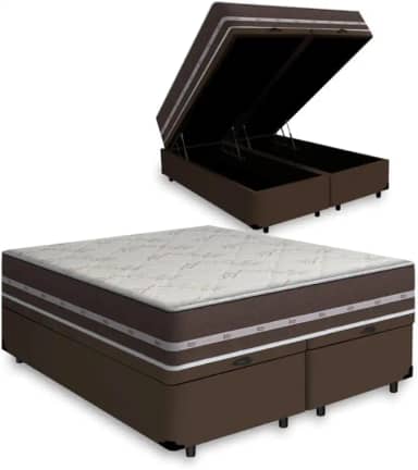 Cama Box Com Baú Queen + Colchão De Molas - Anjos - Classic Superlastic 158cm