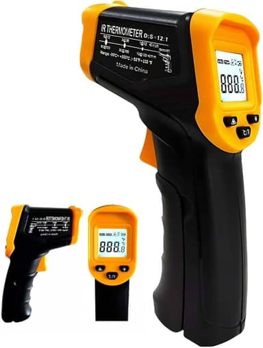 Termômetro Culinário e Ambiente Infravermelho, Medição Precisa e Rápida, Display Digital, Ergonômico, Ideal para Carnes, Líquidos e Superfícies (Preto)