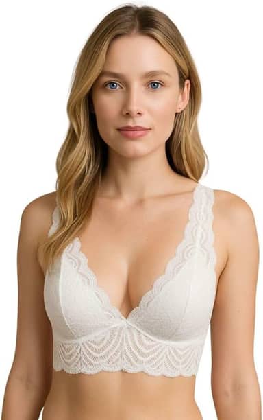 Sutiã de Renda Lingerie com Bojo Triângulo Alça Larga Débora