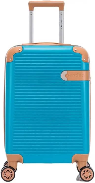 Mala de Viagem de Bordo Nice 10kg Rígida ABS Padrão ANAC com 4 Rodas duplas 360º e Trava de segredo numérico, divisória interna com zíper e elástico de fixação, Azul Turquesa, Santino - ABEV407P15