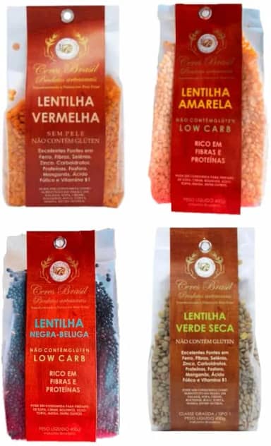 Kit 4 Lentilha Ceres: Vermelha, Lentilha Verde, Amarela, Beluga