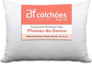 Travesseiro Premium de Fibra conforto extra tipo Pluma Pena de Ganso Ecológica 50x70cm BF Colchões