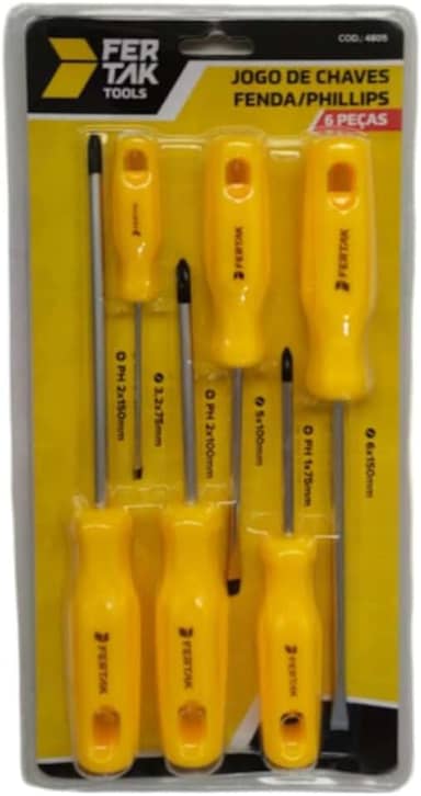 Jogo De Chave De Fenda/Philips 6 Chaves Imantadas Fertak