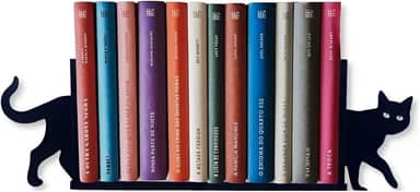 Aparador Organizador Suporte Livro Bibliocanto Preto - Gato gatinho