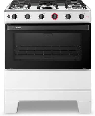 Fogão Esmaltec 5 Bocas Ideal Super Mesa de Aço Inox Branco F5IAB - Bivolt