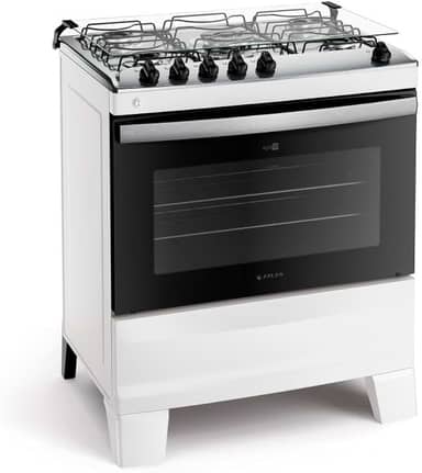 Fogão 5 Bocas Branco com Mesa Inox Atlas Agile Up Bivolt