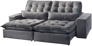 Sofá 5 Lugares Retrátil e Reclinável Bruna 2.90m Suede Móveis Mix