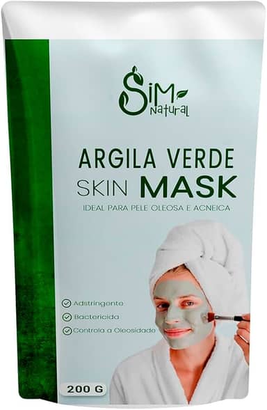 Argila Verde Skin Mask Ideal para Pele Acneica e Oleosa - Máscara Facial e Corporal 200g
