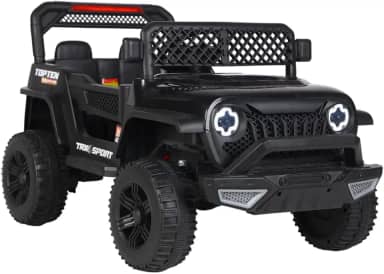 Bang Toys - Carrinho Elétrico Infantil Adventure 12V - com Luzes de LED, Sons, Entrada USB/MP3, Bluetooth, Controle Remoto - Suporta até 50kg - Cor Preto