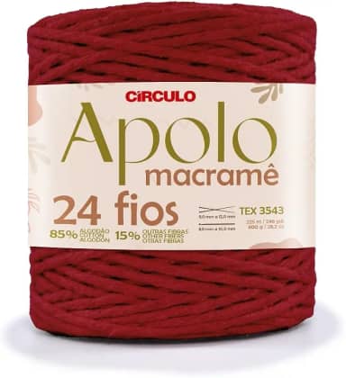 Barbante Apolo Macramê 600g Círculo – Ideal para Macramê, Crochê e Artesanato em Geral (7136-Marsala)