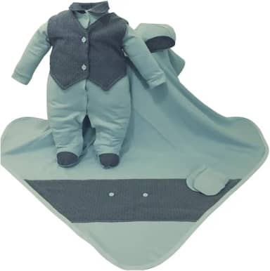 Saída de Maternidade Para Bebê Menino Leonard Azul 05 Peças