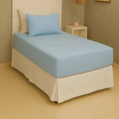 Jogo de Lençol Solteiro 2 Peças Liso Malha 100% Algodão (Azul Bebê)