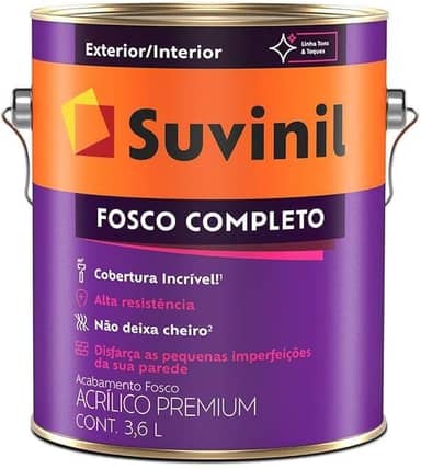Tinta Suvinil acrilico fosco completo 3,6L - Branco Neve - 53398916