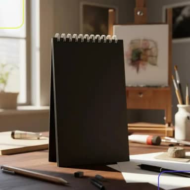 Sketchbook Caderno de Desenho e Anotação - 50 Folhas Sem Pauta, Capa Dura Preta, Papel de Alta Gramatura, Ideal para Arte, Estudos e Projetos Criativos, Portátil e Durável (18x25 cm)