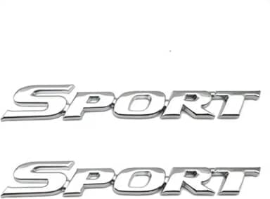 2 peças 3D metal esportivo carta emblema do carro, Adesivos de emblema de emblema de para-choque traseiro lateral de caminhão de carro, para estilo universal de carro(Silver)