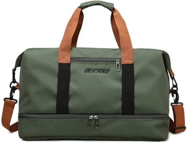 Bolsa de viagem portátil bolsa de bagagem de viagem de curta distância de grande capacidade leve separação seca e molhada bolsa de fitness esportiva (Verde)
