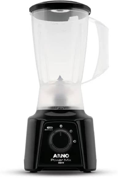 Liquidificador Arno Powermix 550W LQ10, Preto, com 4 Lâminas Zelkrom de Aço Inox, Alta Durabilidade e Desempenho Superior, 220V