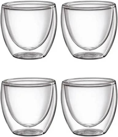 Conjunto 4 Copos Parede Dupla Café/chá Vidro Borossilicato - Envio Hoje