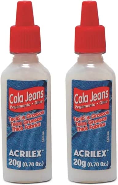 Cola Jeans 20g 17920 - Kit com 2 Unidades | Ideal para Reparos e Customizações em Jeans e Tecidos Grossos Alta Resistência à Água