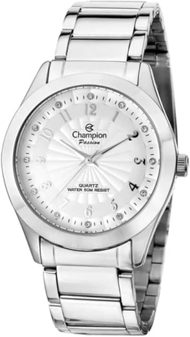 Relógio Feminino Champion Analógico Prata + Kit Colar e Brincos CN29409Q